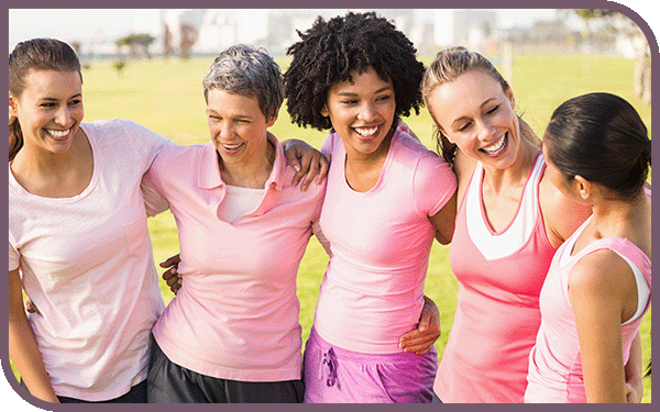group of women supporting the fight against breast cancer