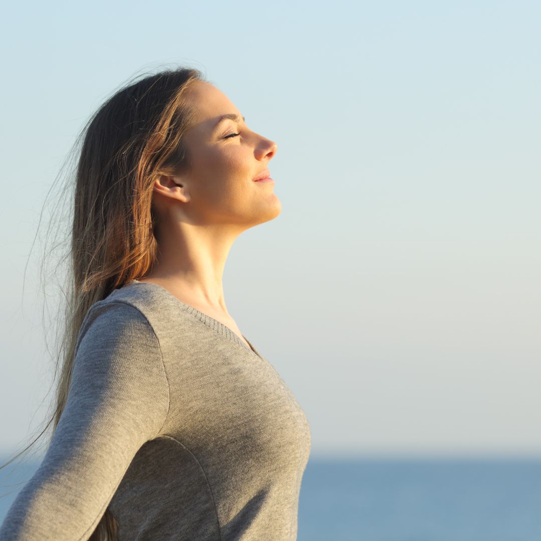 woman breathing