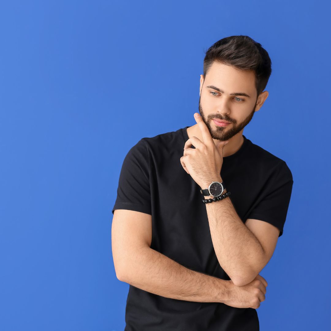 confident man in t-shirt