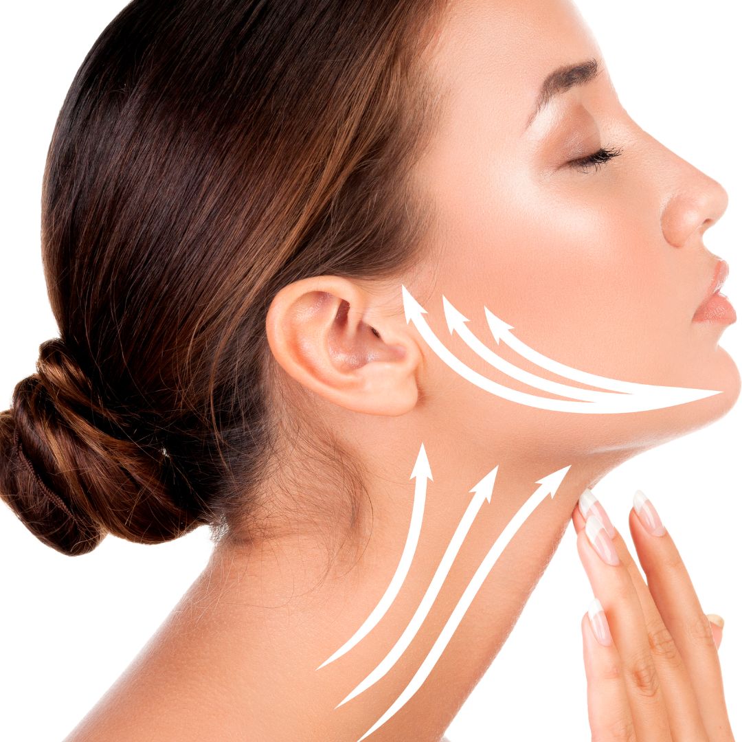 contour lines on a woman's neck and chin