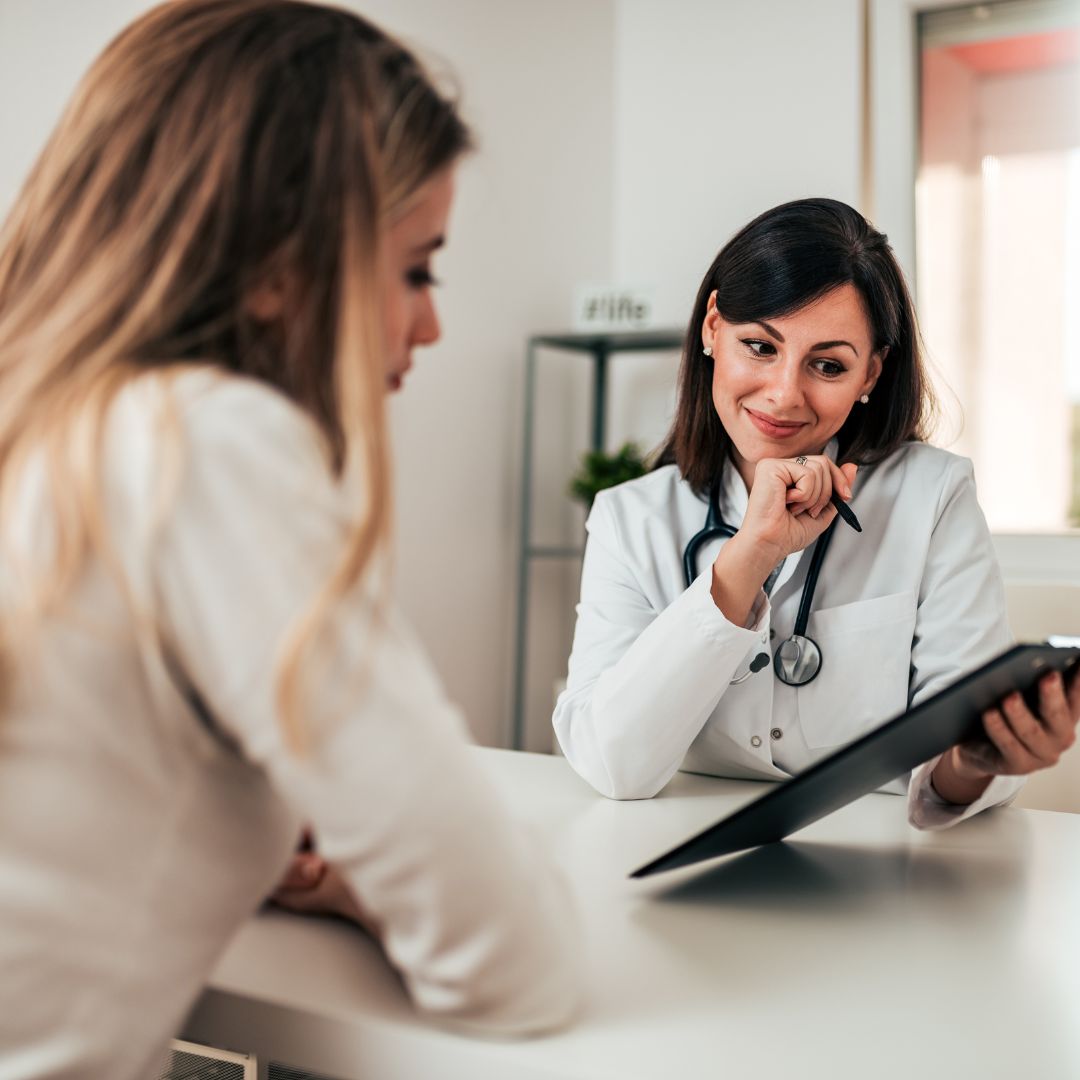 a woman receiving a consultation