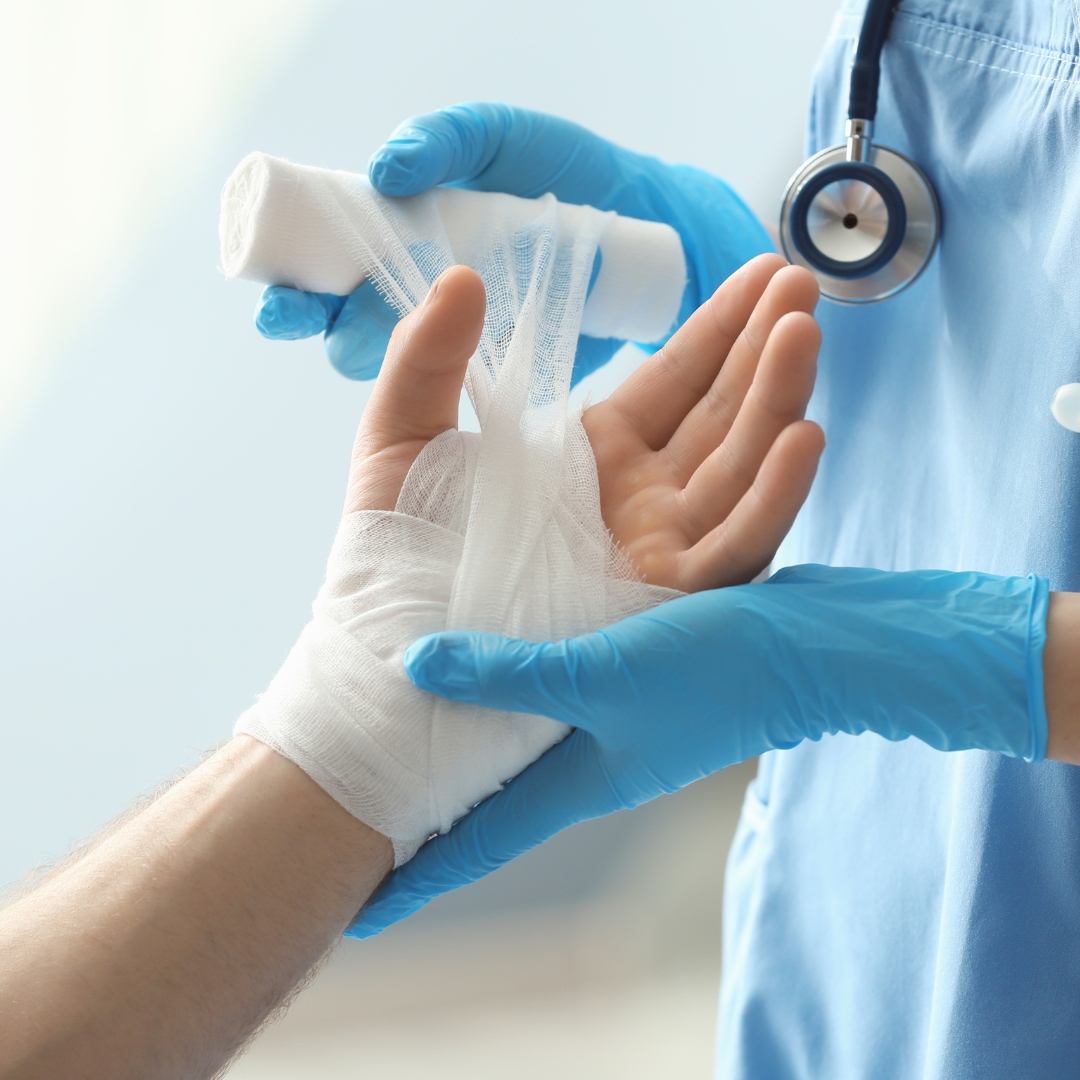 image of a hand in bandages