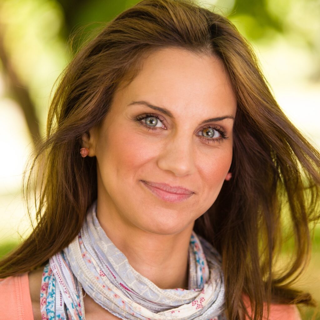 woman with a glowing face