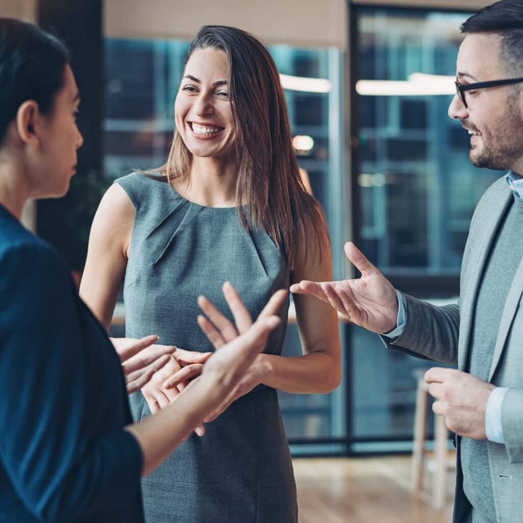 woman socializing at work